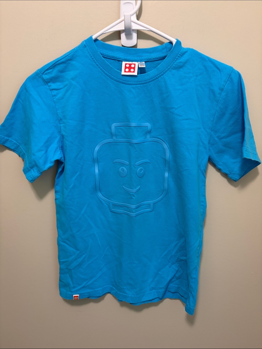 Lego Boys Teal Crew Neck Tee with Embossed Minifigure Face